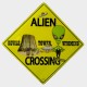 Alien Crossing Metal Sign